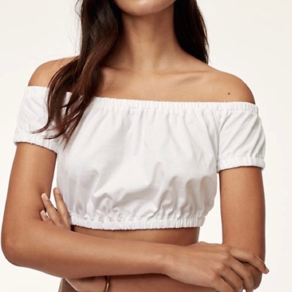 Aritzia Wilfred Adelisa Off Shoulder Crop Top